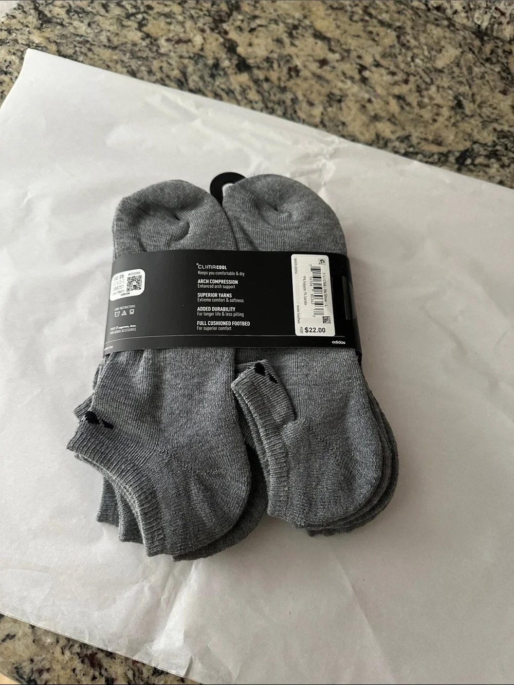 adidas Low-Cut Cushioned Athletic Socks - Gray (6 Pack)